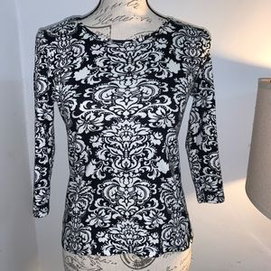 Petite Cotton CharterClub PP Damask 3/4 Sleeve Top